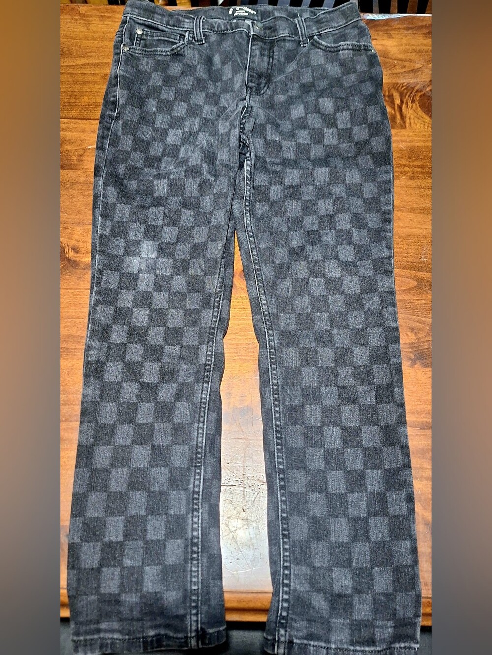 Art Class Girl's Checkered Jeans Size 16 With Adjustable Waist Band